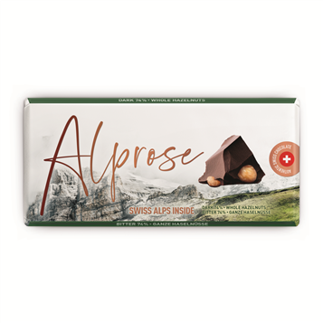 ALPROSE - 300g Švýcarská hořká čokoláda s celými lískovými ořech