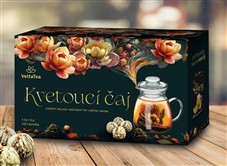 VELTA TEA Dárková kazeta Zelené kvetoucí čaje 4 ks + konvice ČERNÁ