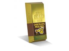 SELLLOT - zlatá cihla s pralinkami z mléčné čokolády s lískooříškovou náplní 200g