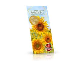 LUXURY 175g mléčná čokoláda s jahodovým posypem - SLUNEČNICE 